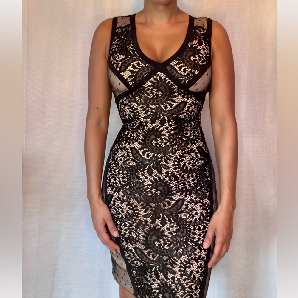 Betsy & Adam Black Lace Sheath Dress Size 2